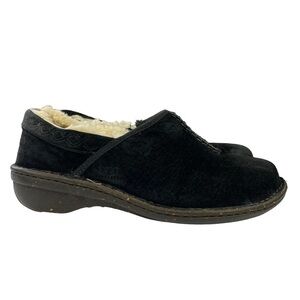 Ugg Bettey‎ Suede Sheep Skin Lined Black Slipper Loafers Womens Size 7